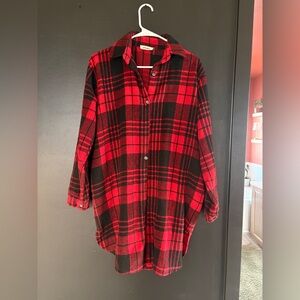 Red and Black Plaid Button-Up Shirt
